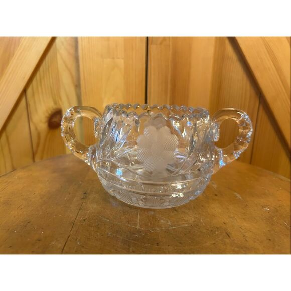 American Brilliant Period ABP Cut Crystal Flower Scalloped Sugar Bowl (5352) - Picture 1 of 10